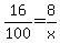 16%2F100+=+8%2Fx