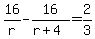 16%2Fr-16%2F%28r%2B4%29=2%2F3