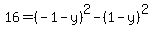 16=%28-1-y%29%5E2-%281-y%29%5E2