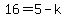 16=5-k