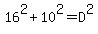 16%5E2%2B10%5E2=D%5E2