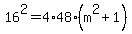 16%5E2=4%2A48%2A%28m%5E2%2B1%29