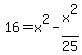 16+=+x%5E2+-+x%5E2%2F25