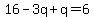 16-3q%2Bq=6+