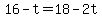 16-t=18-2t