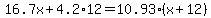 16.7x%2B4.2%2A12=10.93%28x%2B12%29