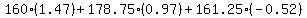 160%281.47%29%2B178.75%280.97%29%2B161.25%28-0.52%29