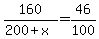 160%2F%28200%2Bx%29+=+46%2F100