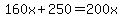 160x%2B250=200x