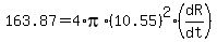 163.87=4%2Api%2A%2810.55%29%5E2%2A%28dR%2Fdt%29