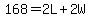 168=2L%2B2W