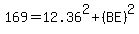 169=12.36%5E2%2B%28BE%29%5E2