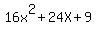 16x%5E2+%2B+24X+%2B+9