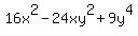 16x%5E2+-+24xy%5E2+%2B+9y%5E4