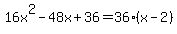16x%5E2-48x%2B36=36%28x-2%29