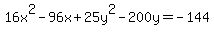 16x%5E2-96x%2B25y%5E2-200y=-144