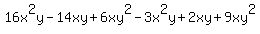 16x%5E2y-14xy%2B6xy%5E2-3x%5E2y%2B2xy%2B9xy%5E2