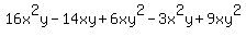 16x%5E2y-14xy%2B6xy%5E2-3x%5E2y%2B9xy%5E2