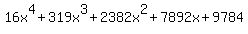 16x%5E4+%2B+319x%5E3+%2B+2382x%5E2+%2B+7892x+%2B+9784