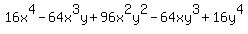 16x%5E4-64x%5E3y%2B96x%5E2y%5E2-64xy%5E3%2B16y%5E4