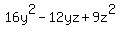 16y%5E2+-+12yz+%2B+9z%5E2