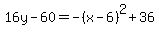 16y-60=-%28x-6%29%5E2%2B36