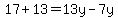 17%2B13=13y-7y