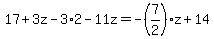17%2B3z-3%2A2-11z=-%287%2F2%29z%2B+14