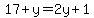 17%2By=2y%2B1