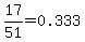17%2F51+=+0.333