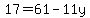 17=61-11y+