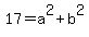 17=a%5E2%2Bb%5E2