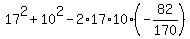 17%5E2+%2B+10%5E2+-+2%2A17%2A10%2A%28-82%2F170%29