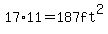 17+%2A+11+=+187ft%5E2