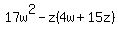 17+w%5E2-z%284w%2B15z%29