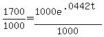 1700%2F1000=1000e%5E%28.0442t%29%2F1000