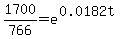 1700%2F766+=+e%5E%280.0182t%29