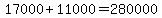 17000%2B11000=280000