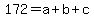 172=a%2Bb%2Bc