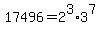 17496=2%5E3%2A3%5E7