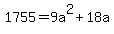 1755=9a%5E2%2B18a