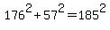 176%5E2+%2B+57%5E2+=+185%5E2