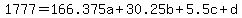 1777=166.375a%2B30.25b%2B5.5c%2Bd