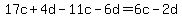 17c%2B4d-11c-6d=6c-2d