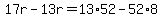 17r-13r=13%2A52-52%2A8
