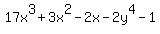17x%5E3+%2B+3x%5E2+-+2x+-+2y%5E4+-+1