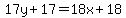 17y%2B17=18x%2B18