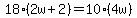 18%282w%2B2%29=+10%284w%29