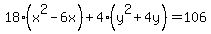 18%28x%5E2-6x%29%2B4%28y%5E2%2B4y%29=106