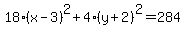 18%28x-3%29%5E2%2B4%28y%2B2%29%5E2=284